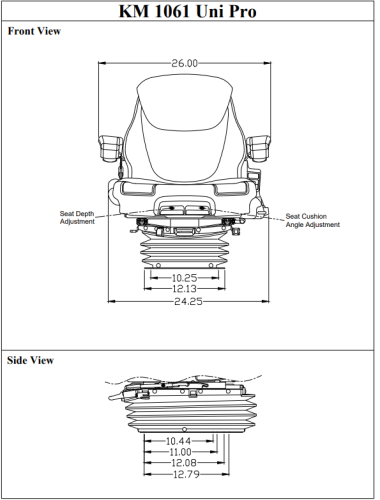 Seats, Cushions - 8436 - KM 1061 UNI PRO SEAT & AIR SUSPENSION - Image 2